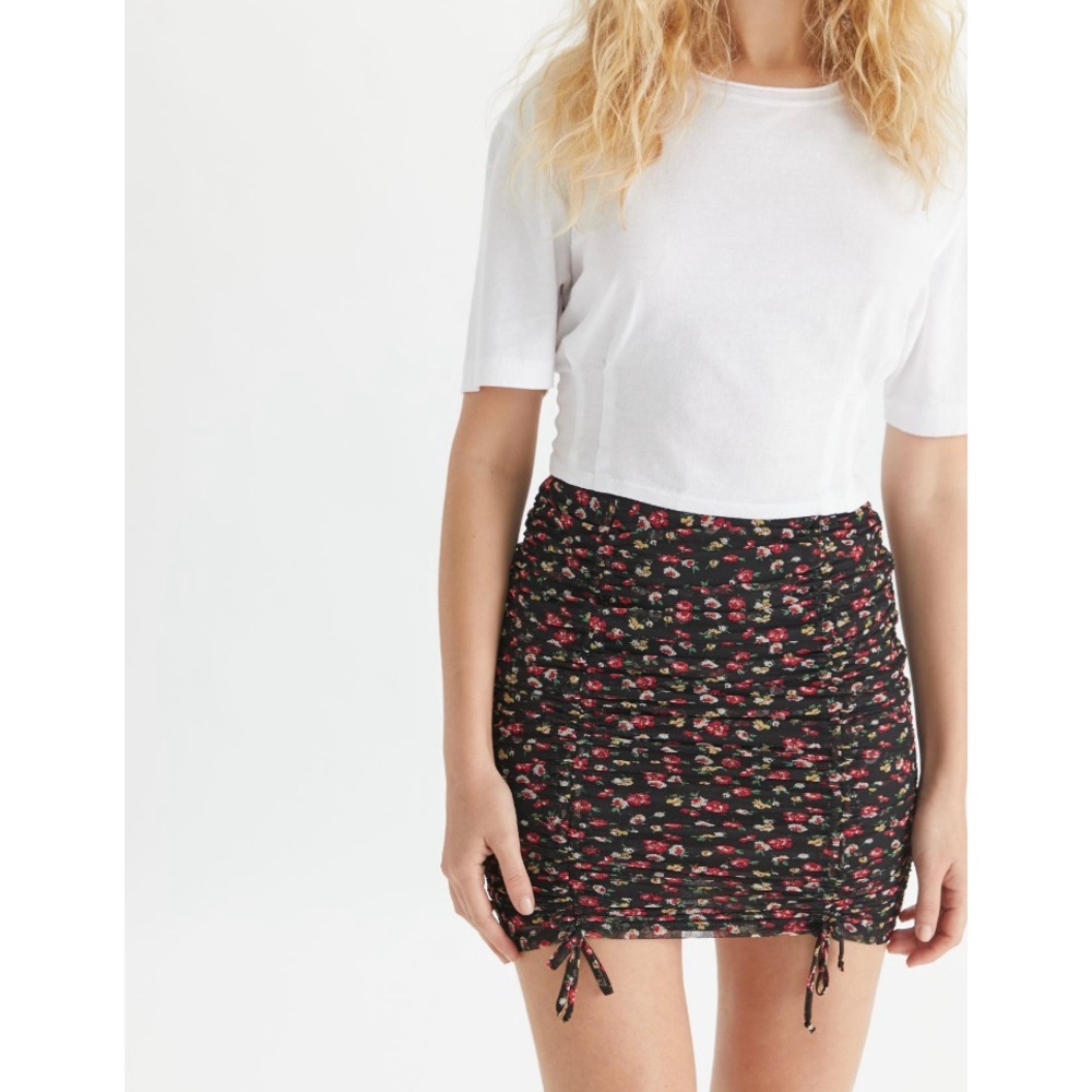 UO Mesh Rushed Mini Skirt